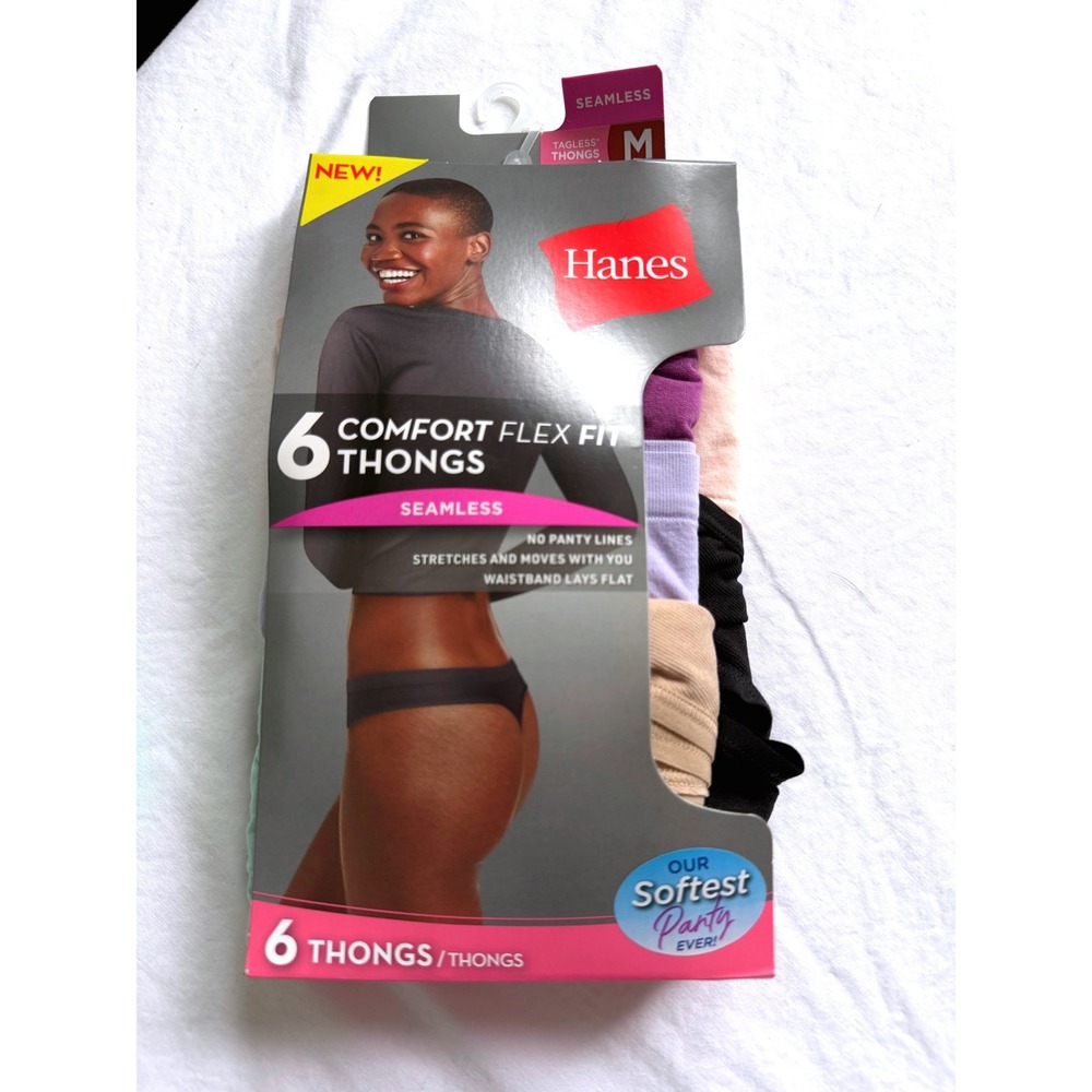 Hanes Womens Comfort Flex Fit Seamless Thongs 6 Pack Multi Color CF46P6 Medium